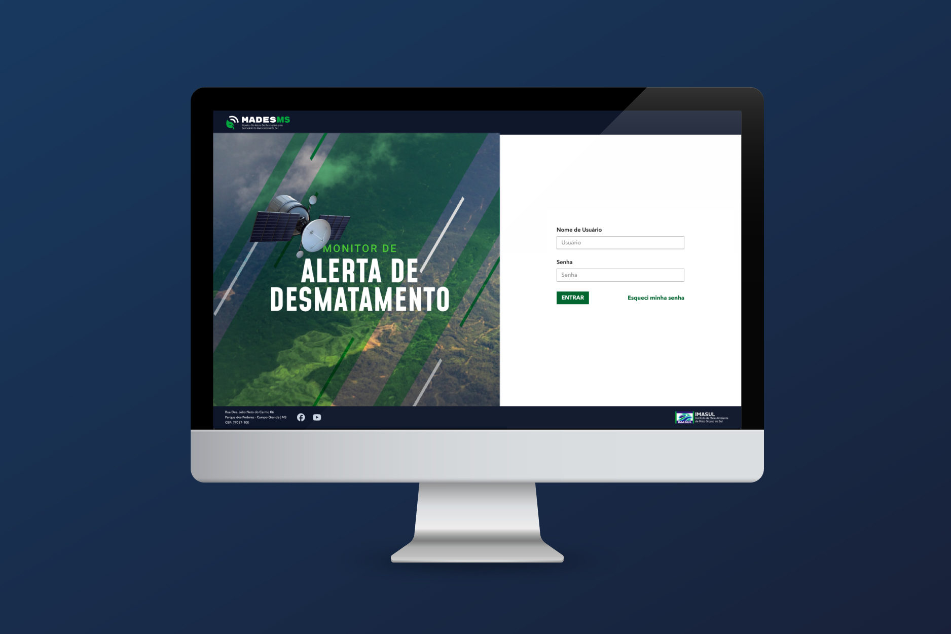 Project cover for MADESMS: desktop computer showing onboarding screen